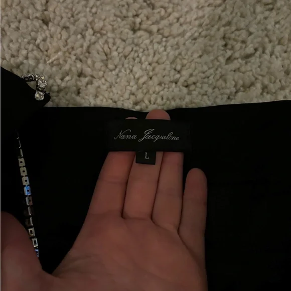 Nana Jacqueline Hallie Black Diamond Chain Wide Leg Black Pants - Picture 7 of 11